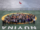 Nuyina’s first science team! Ready for V3 Denman Marine Voyage! Can you spot Kelsey and I? Heli-deck Deck 7