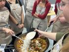 Making paella at the cooking class