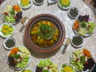 Lunch featuring tajine with side dishes 