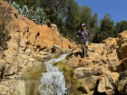 I found a small waterfall in the mountains on a hike 