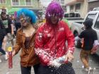 A few other volunteers being sprayed with the Carnival foam 