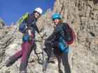 Federica and Isabella at a Via Ferrata (protected climbing route found in the Alps)