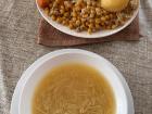 This is a typical Sunday meal that my host makes: it consists of broth, noodles, potatoes, carrots, chicken, meatballs and chickpeas, which you can add to the soup or eat separately (typically I cut up and add everything)