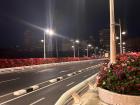 The beautiful flower bridge that will lead you into the city center glistening in the street lamps at night