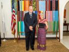Me with the Director of Peace Corps Timor Leste at our Swearing-In ceremony. I am wearing traditional Timorese tais