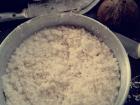 Fresh shaved coconut that will be soaked in water and then squeezed to make milk for several Belizean foods, like bread and rice