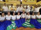 Dressed in traditional Paraguayan dance costumes with other Peace Corps Volunteers