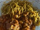 One of my recent favorite dishes, tallarines a la huancaina with sangrecita