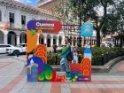 The slogan for Cuenca festivals was "Cuenca lo tiene todo" as seen in this picture opportunity in the park!