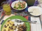 My first time trying the chancleta - paired with some chicken, rice, salad and a pinapple agua fresca