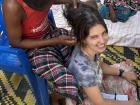 My host sister Koumba Mballo braids my hair while another host siter, Rocky watches. Hair braiding is a favorite pastime of the women and girls in my village. 