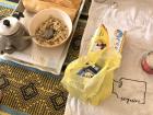 The usual breakfast setup for the whole house is a big tray with lots of mugs and spoons along with the packs of coffee and sugar and powdered milk. The girls in my house rotate the duty of prepping the breakfast items. 