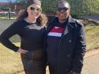 Me my counterpart at a workshop, where I'm wearing traditional clothes called "seshoeshoe" 