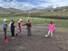 Some of my students playing soccer, with cones I lent them