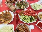 More traditional Moldovan summer food, with vegetables and BBQ 