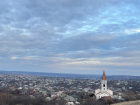 The view of my village from our highest hill, with the church to my right 