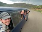 Some of my Peace Corps friends and I in a taxi! 