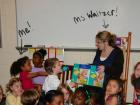Ms. Waltzer and me at the baby shower my first grade class threw for her