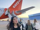 My friend Isa in front of our plane to Paris