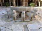 A fountain with lions at the Alhambra, which is rare in Muslim architecture because they normally do not usually depict animals or humans