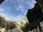 The Giralda from afar with some orange trees! 