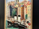 A painting of the port in Marseilles, France in the Immigration Museum 