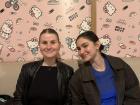 Lucie and Arden at our favorite sushi place - it had a Hello Kitty pop-up this past month