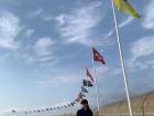 Frida under the flags of the united nations in Helsingborg