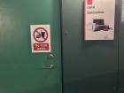 Door with electric appliance recycling sign