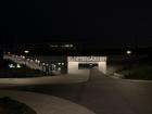 Illuminated walk way that goes under the traini station