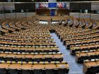 Inside the European Union Parliment, where all the members gather to vote.