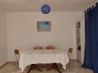 Dining room table inside his home 