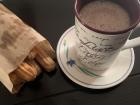 The "churros" and hot chocolate with milk that I am obsessed with!