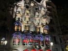 Casa Batlló (another building by Gaudí) lit up at night during the Correfoc