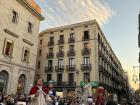 Giant statues of the saints of other neighbors of Barcelona during the parade