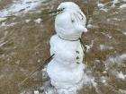 Students on campus were so excited to see snow— many built snowmen and had snowball fights 