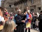 Gaita (bagpipe) and pandereta (tamborine) performance in Santiago de Compostela.