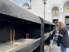 People light the long wax candles all year long at churches.