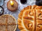 Three of the most important traditions at Slava! Can you tell which is the slavski kolač (bread), koljivo, and slavska sveća (candle)?