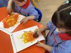 Coloring leaves with sponges