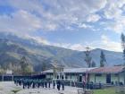 Students lining up for morning assembly on a clear morning
