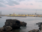 The beautiful view of the water and the medina town where we tried surfing.