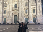 Hanging outside Milan's Duomo at night