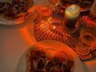 Cozy Italian dinner with homemade heart-shaped pizzas