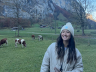 Caroline and the cows!