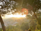 Hiking at sunset