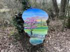 A tree painted on a tree stump in the Parc des Gayeulles