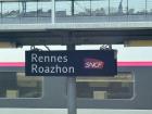 The sign for Rennes at the train station (Roazhon means Rennes in Breton)