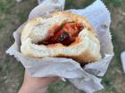 Cevapi in a bun at an outdoor festival in Novi Sad