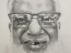 A pencil drawing of a weaver